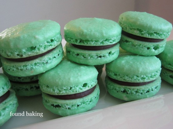French Macarons with Mint Chocolate Ganache Filling